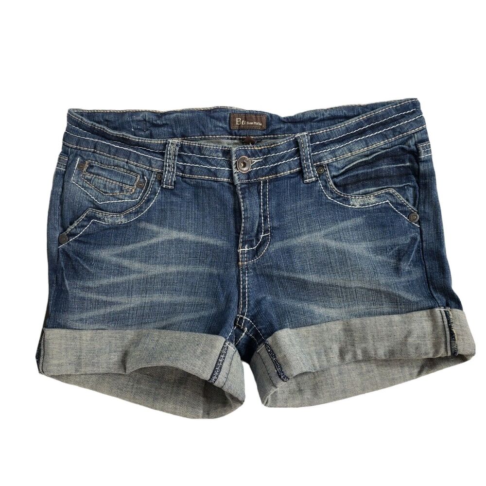 Bu From Malibu Womens Shorts Size 11 Blue Denim Jean Distressed Cuffed Low Rise